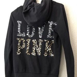 PINK a leopard bling hoodie